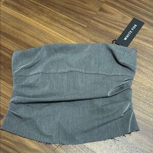 White Fox Gray Strapless Top